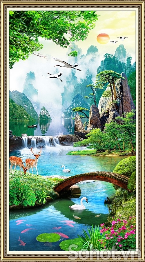 Tranh 3d - tranh gạch 3d sơn thủy hữu tình MNMB6