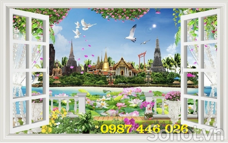 Gạch tranh cửa sổ 3d