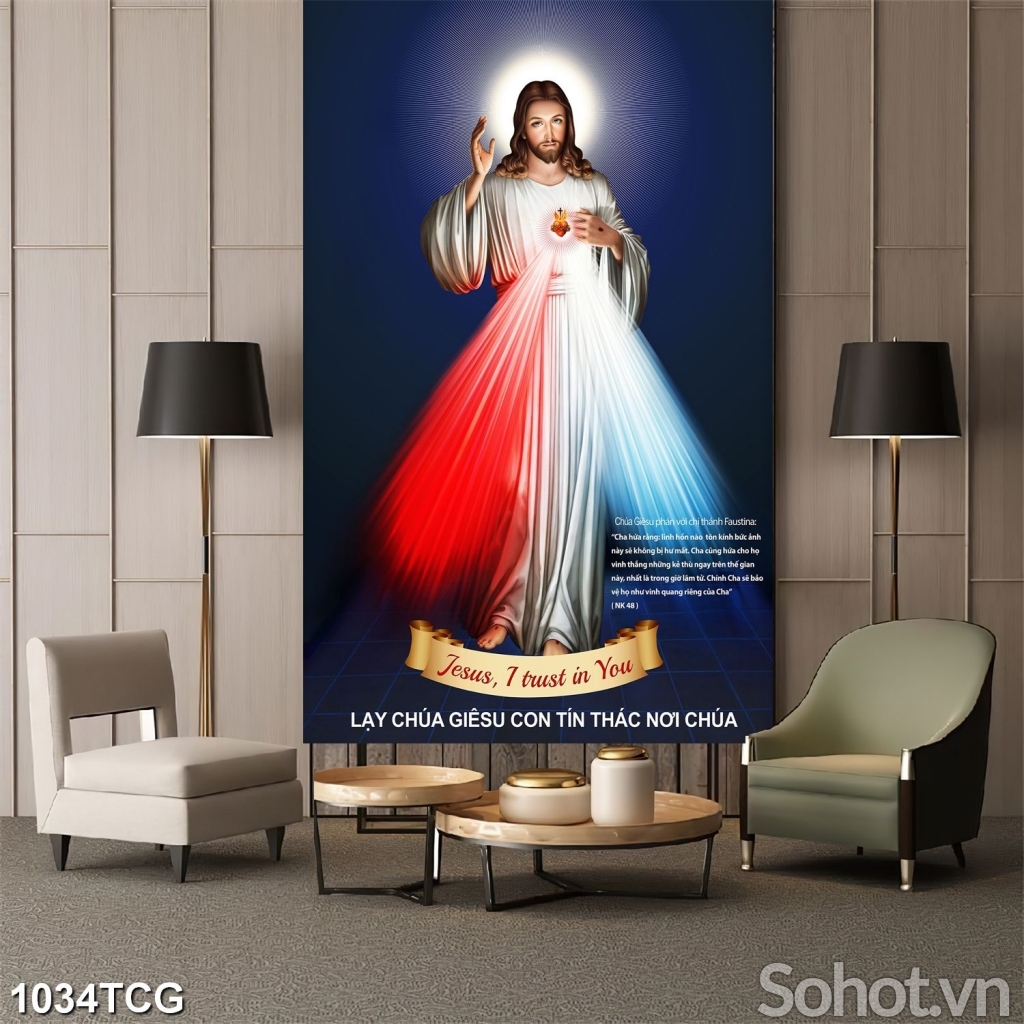 Tranh Công Giáo- Tranh Chúa Jesu ốp tường 3d