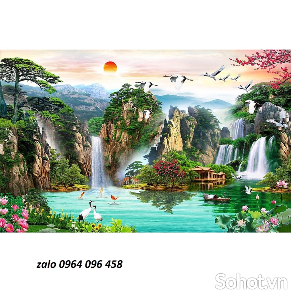 Tranh gạch 3d phong cảnh đồng quê sông núi - 145cv