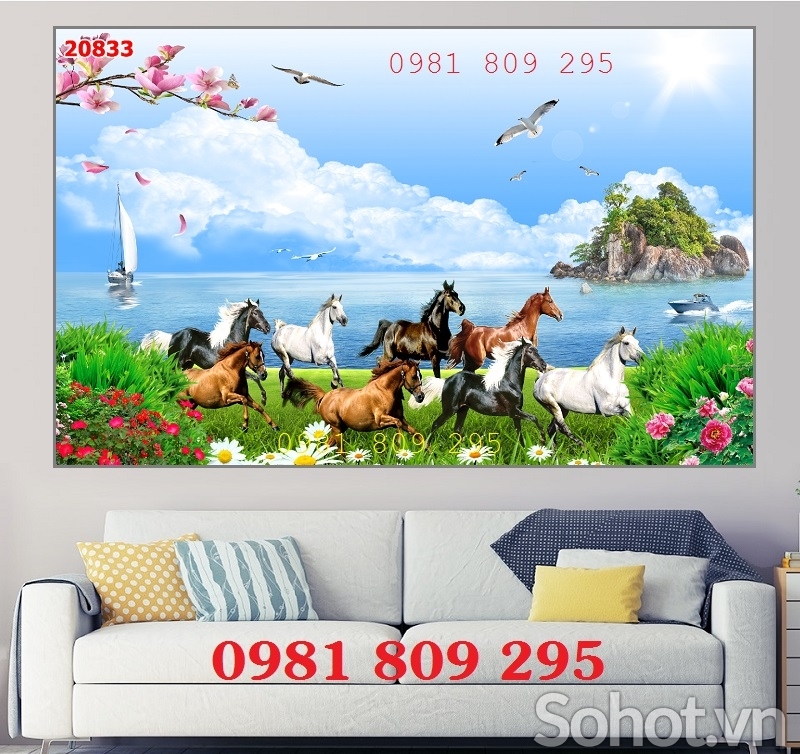 Tranh gạch phòng khách 3d ngựa GF84
