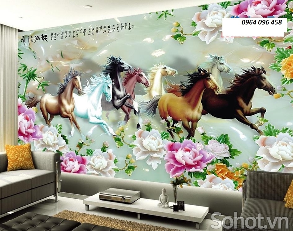Tranh phong thủy mã đáo thành công - tranh gạch 3d ốp tường - CKV54