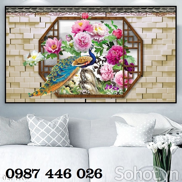 Gạch tranh chim công gạch đẹp HP2553