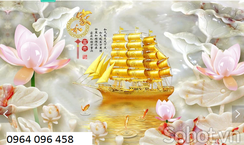 Tranh huyền buồm 3d - tranh gạch 3d thuyền buồm - 986CA