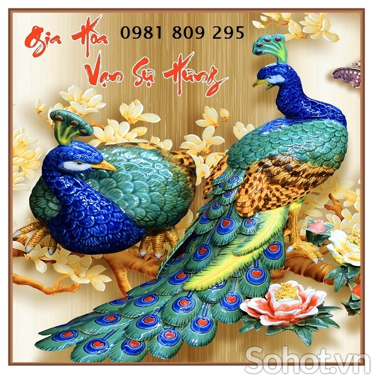 Gạch trang trí 3d con công HP3695