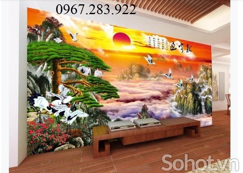 Tranh gạch phong thuỷ- Tranh chim Hạc