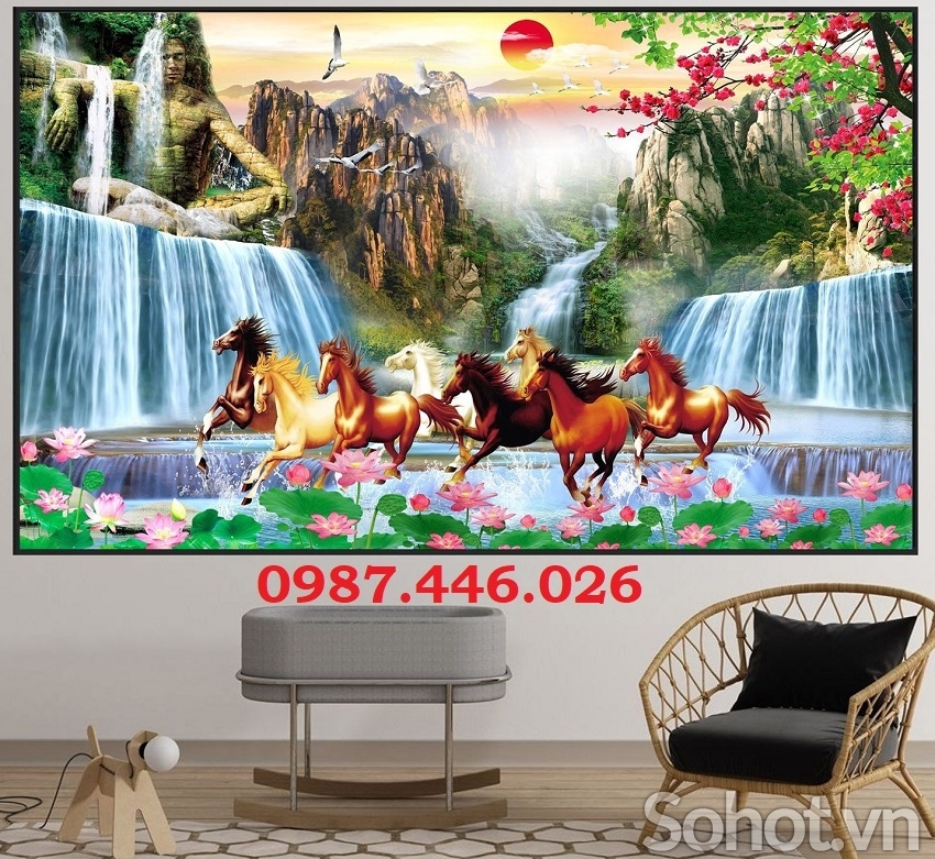 Tranh ngưa, tranh bát mã, gạch ốp tươgf