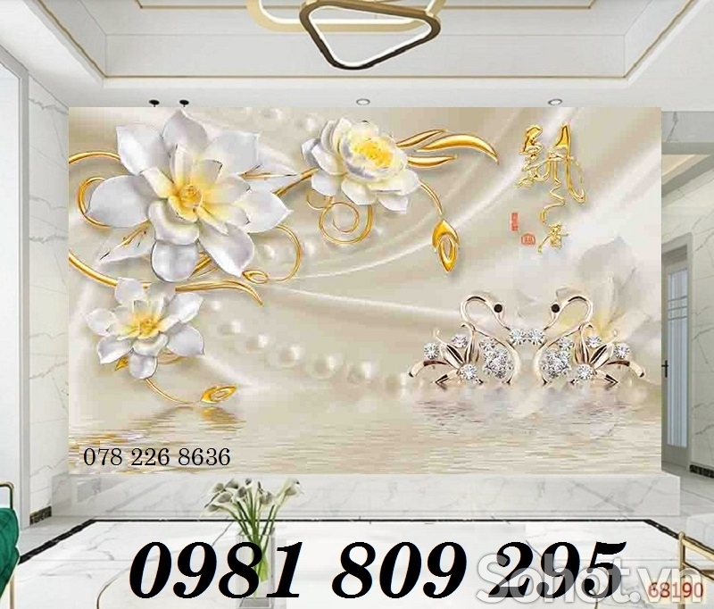 Tranh gạch ốp tường phòng khách 3d