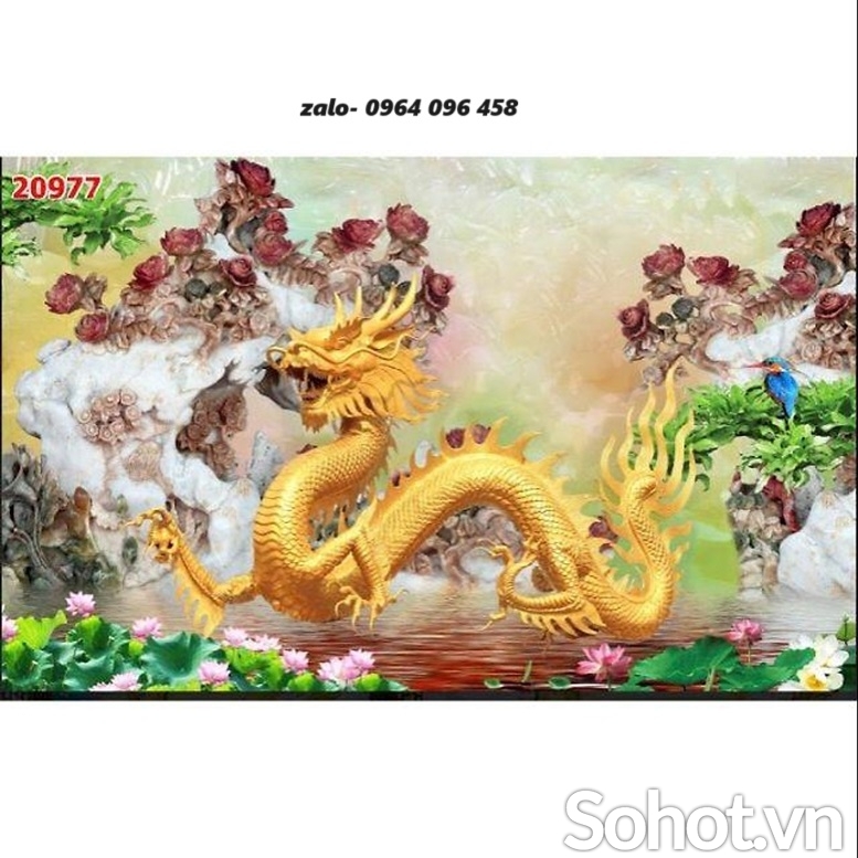 Tranh gạch 3d ốp tường rồng phượng - XCV44