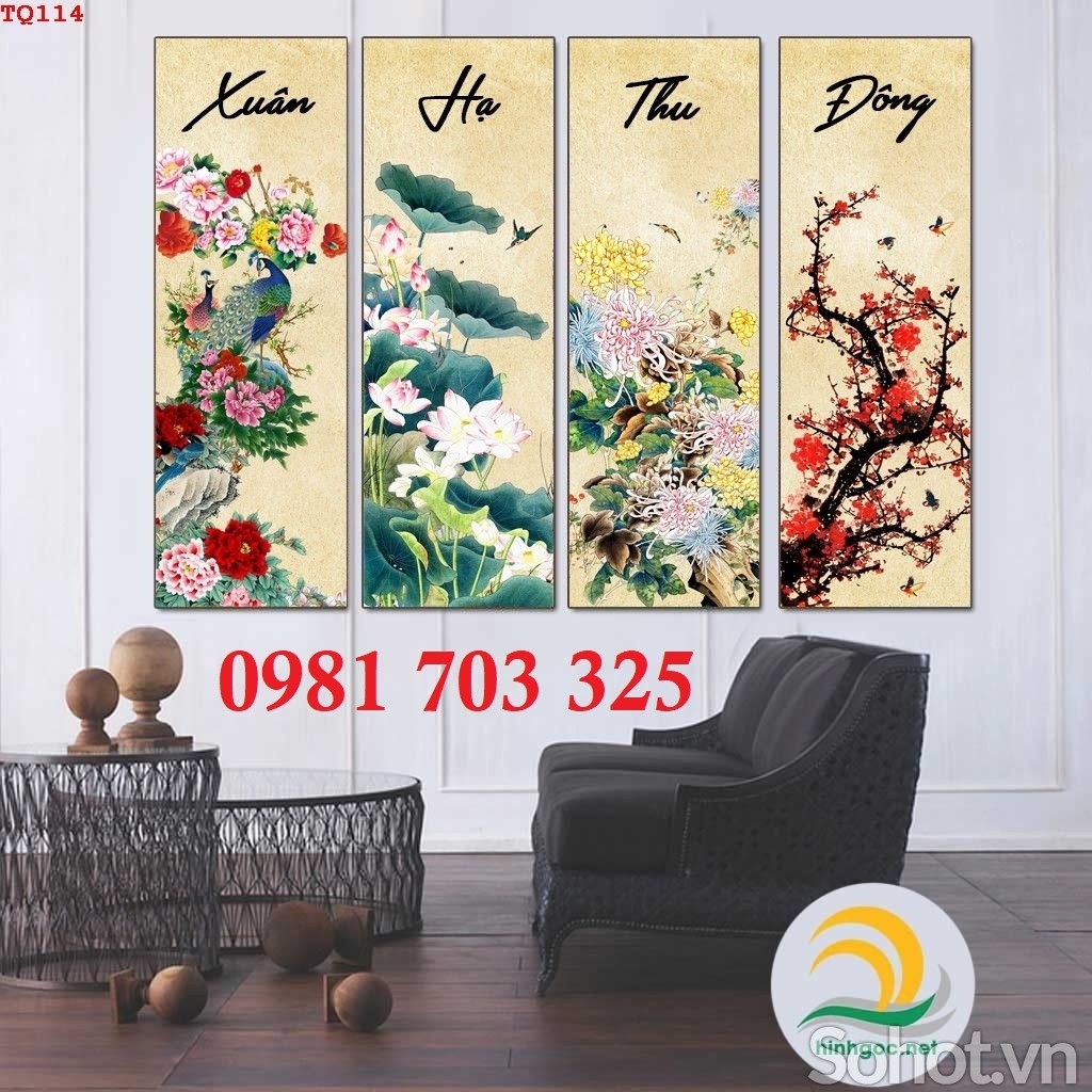 Gạch tranh trang trí tứ quý sang trọng
