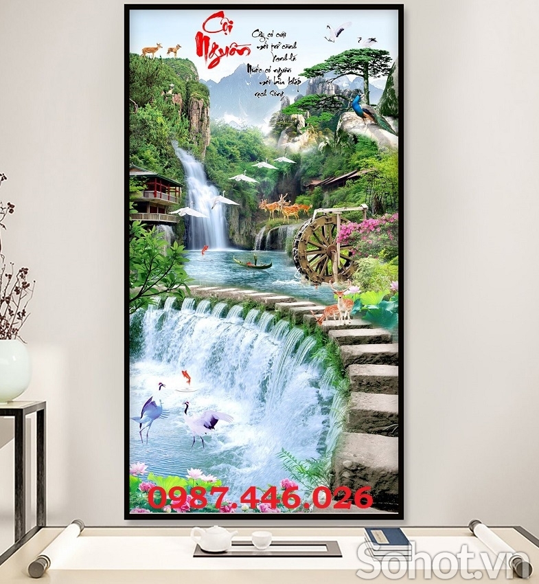 Gạch tranh tường, tranh gạch trang trí phòng khách 3d HP8272