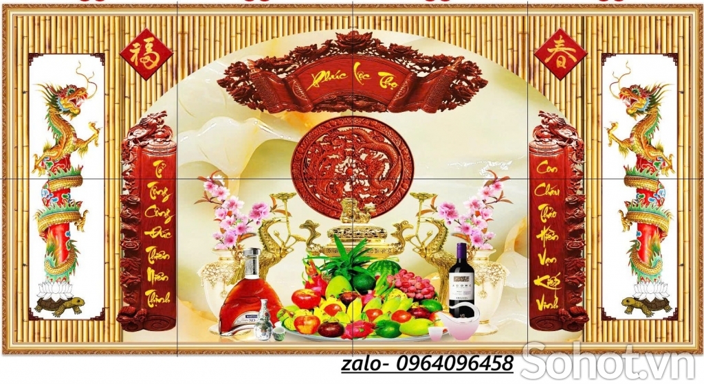 Tranh gạch 3d ốp tường phòng thờ - BXC90