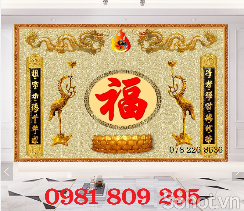 Tranh gạch ốp tường ,gạch trang trí chữ phúc HN939