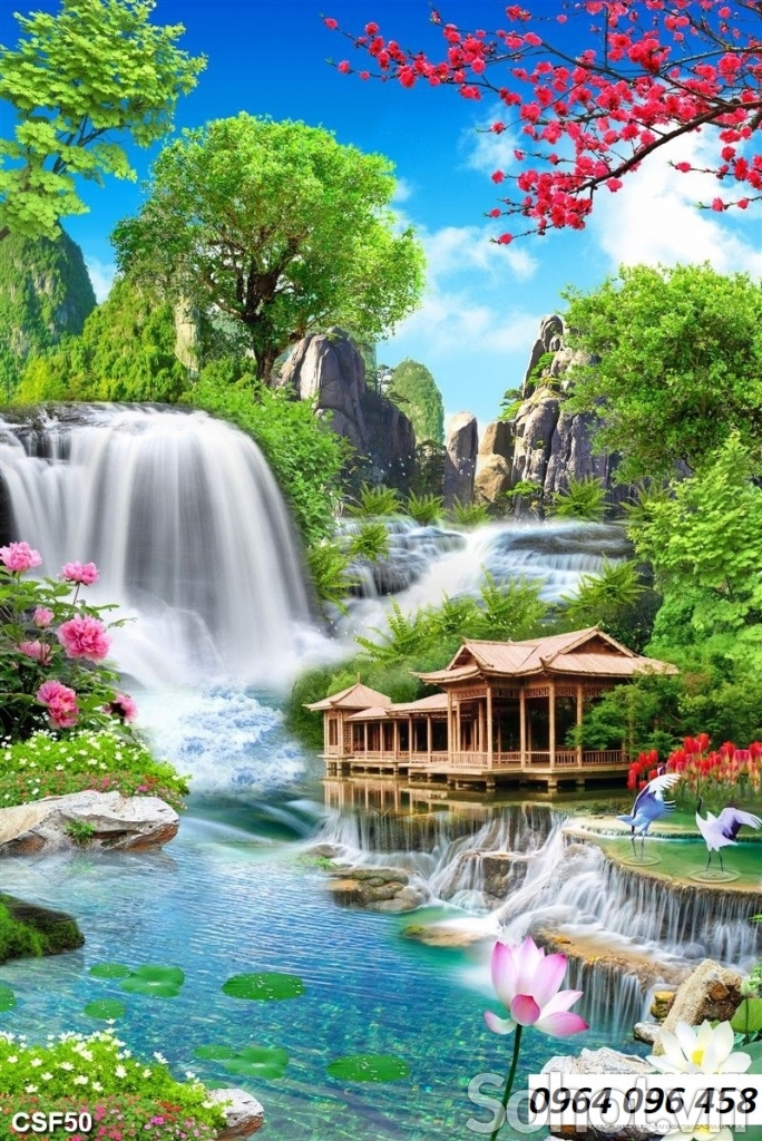 Tranh gạch 3d ốp tường khổ dọc - TNB43