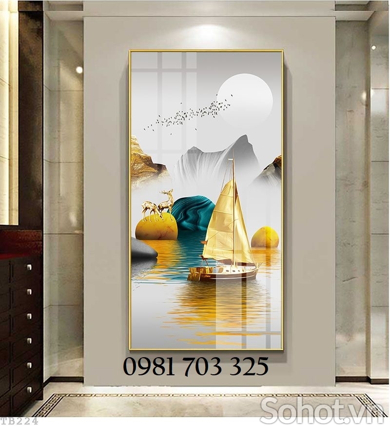 Tranh thuyền buồm, gạch tranh phong thủy 3D