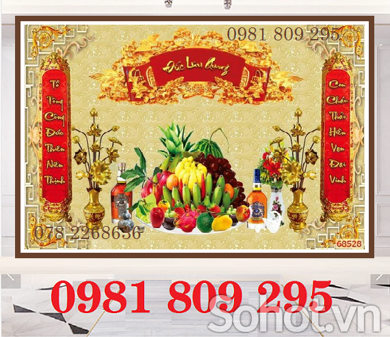 Tranh gạch phòng thờ HN755
