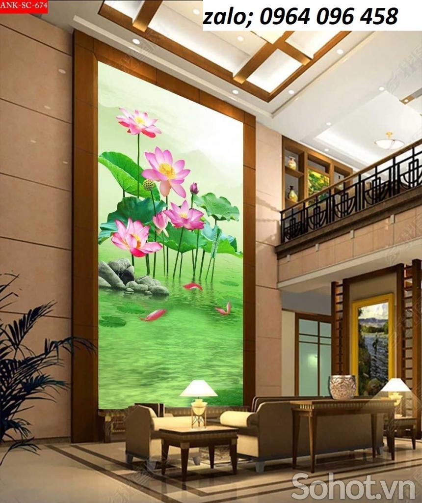 Tranh gạch 3d hoa sen dán tường - XCCC33D