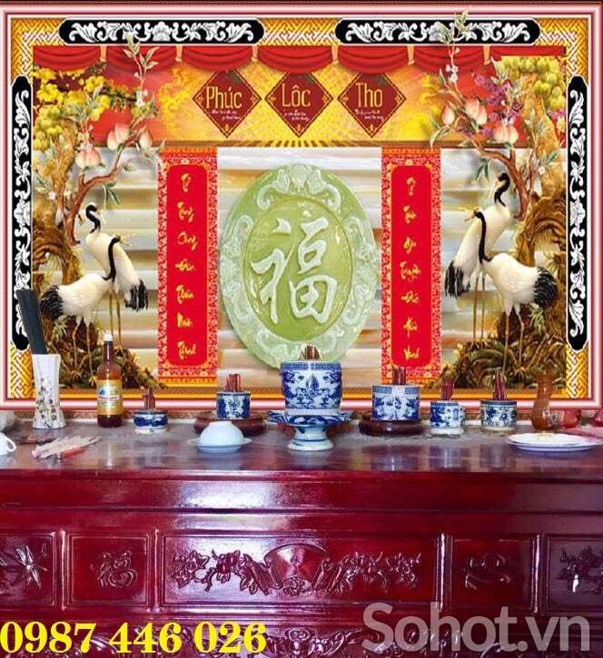 Gạch tranh phòng thờ đẹp HP723