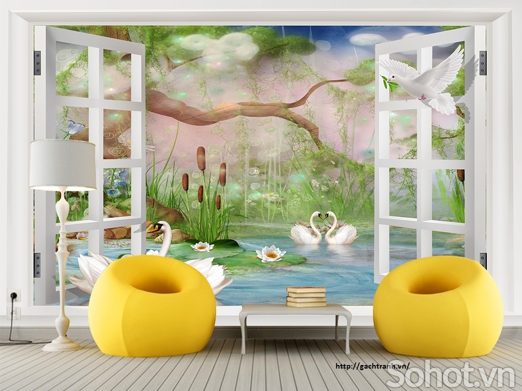 Tranh gạch 3d cửa sổ - HCX33