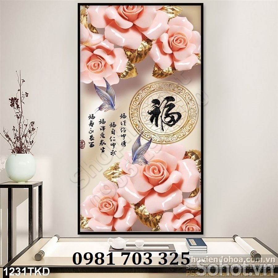 Tranh gạch khổ đứng dán tường