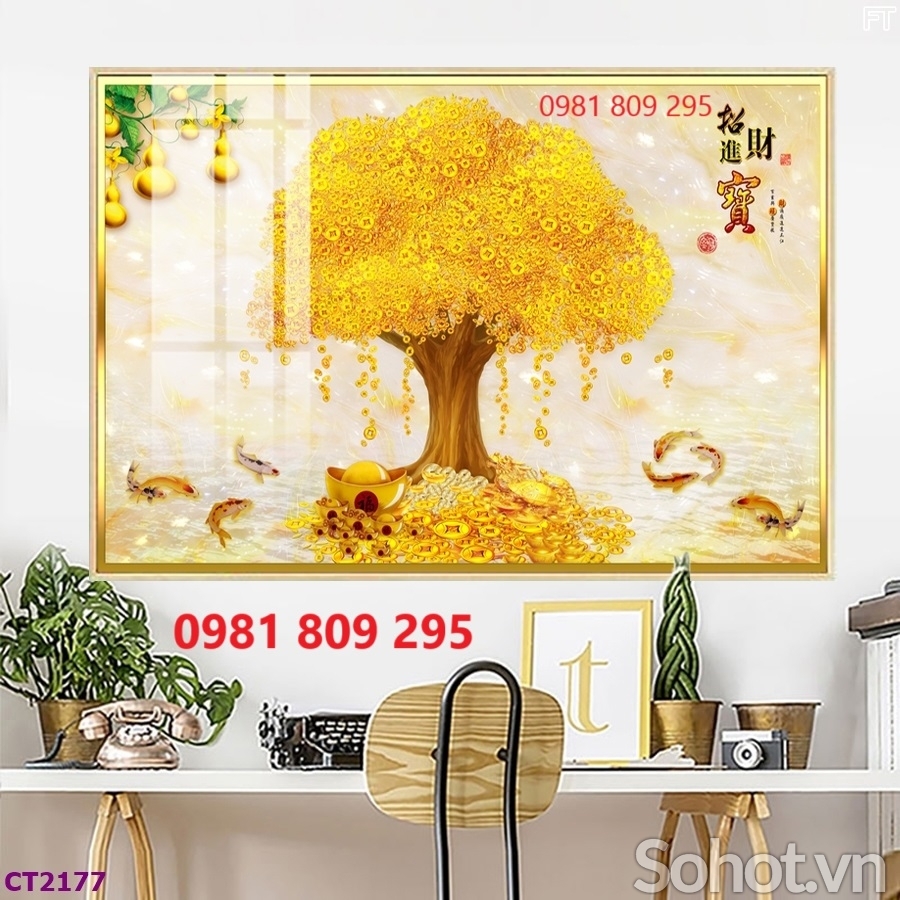 Tranh gạch cây kim tiền đẹp Hp8383