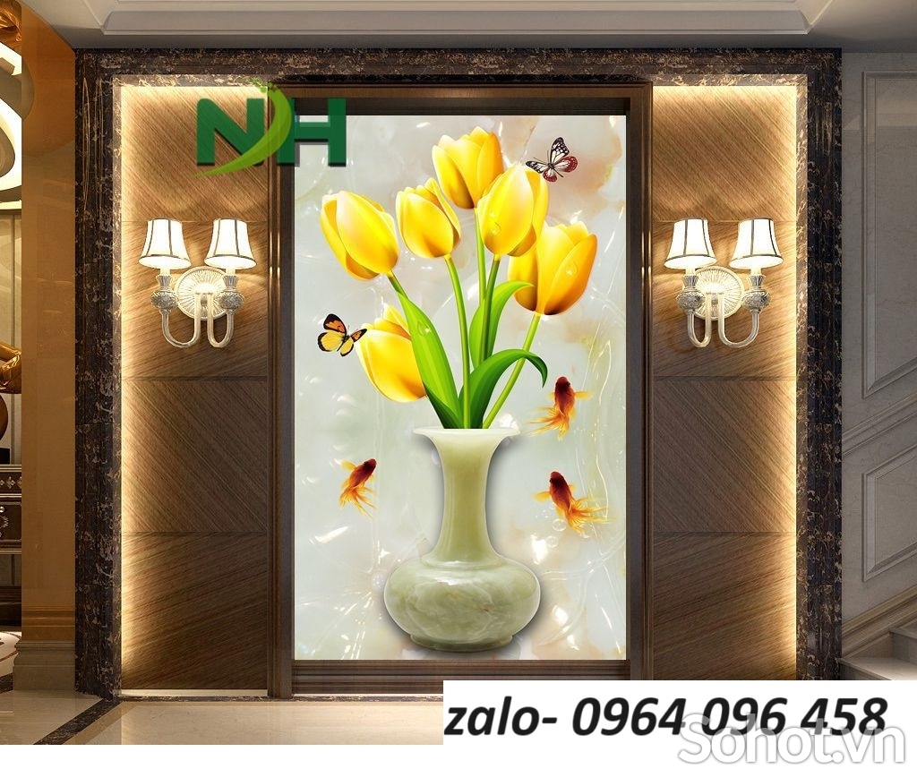 Tranh gạch 3d bình hoa - NXC12