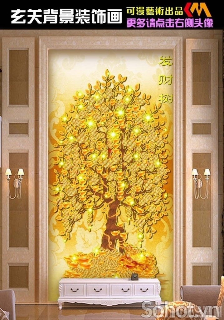 Tranh gạch cây kim tiền