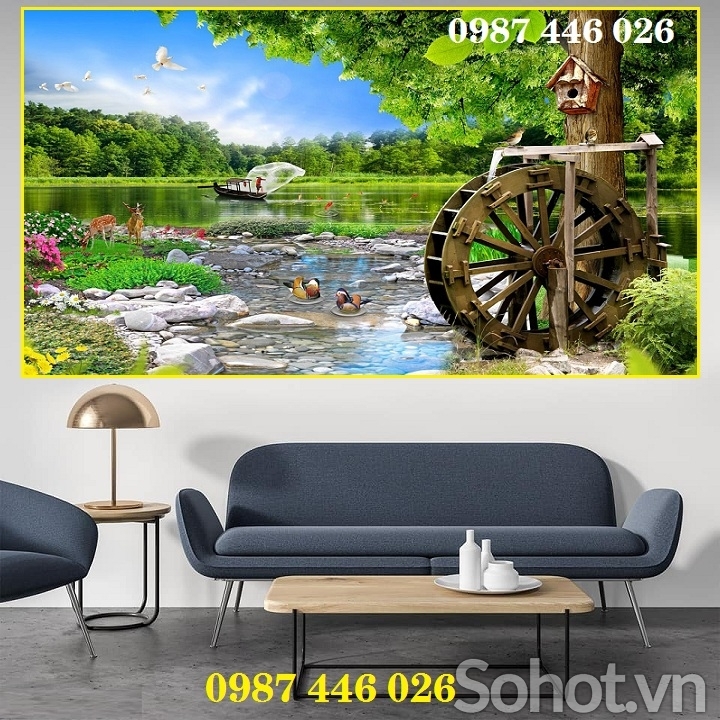 Tranh gạch 3d thiên nhiên phong cảnh, gạch ốp tường đẹp HP0334
