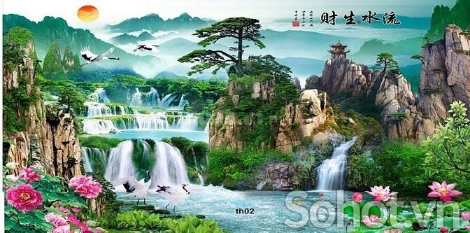 Tranh gạch 3d phong cảnh sơn thủy hữu tình - MNN77