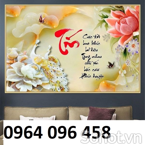 Tranh gạch men 3d chim công phong thủy - GBV33