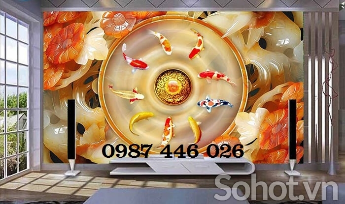 Tranh gạch men cá chép vàng HP6824