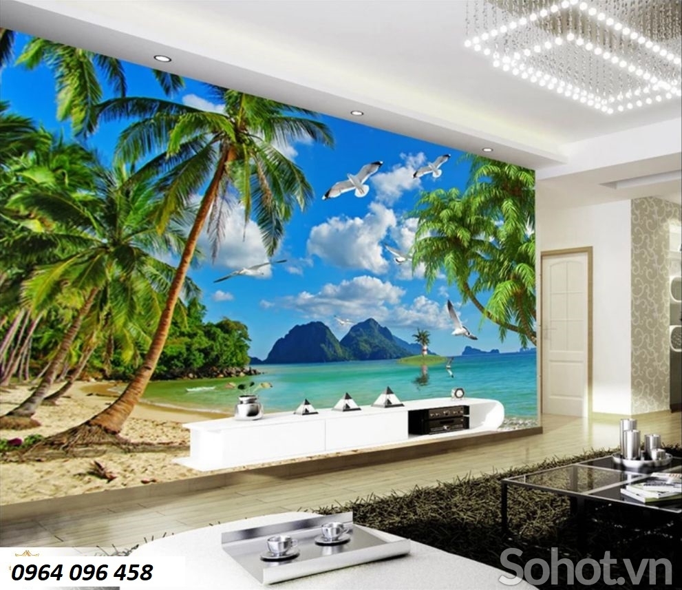 Tranh gạch phong cảnh bờ biển 3d - 89CP