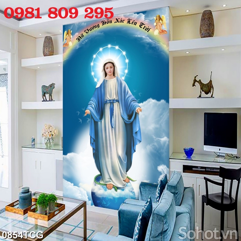 Tranh đức mẹ, gạch tranh ốp tường, tranh 3d