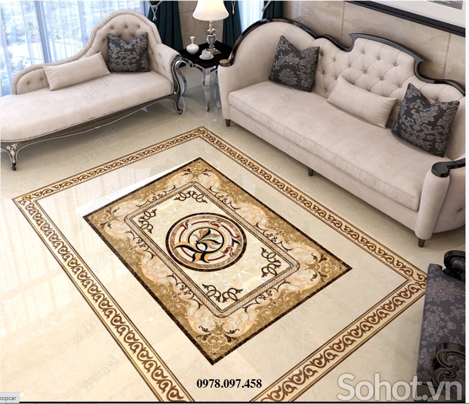 Thảm phòng khách - gạch men 3D