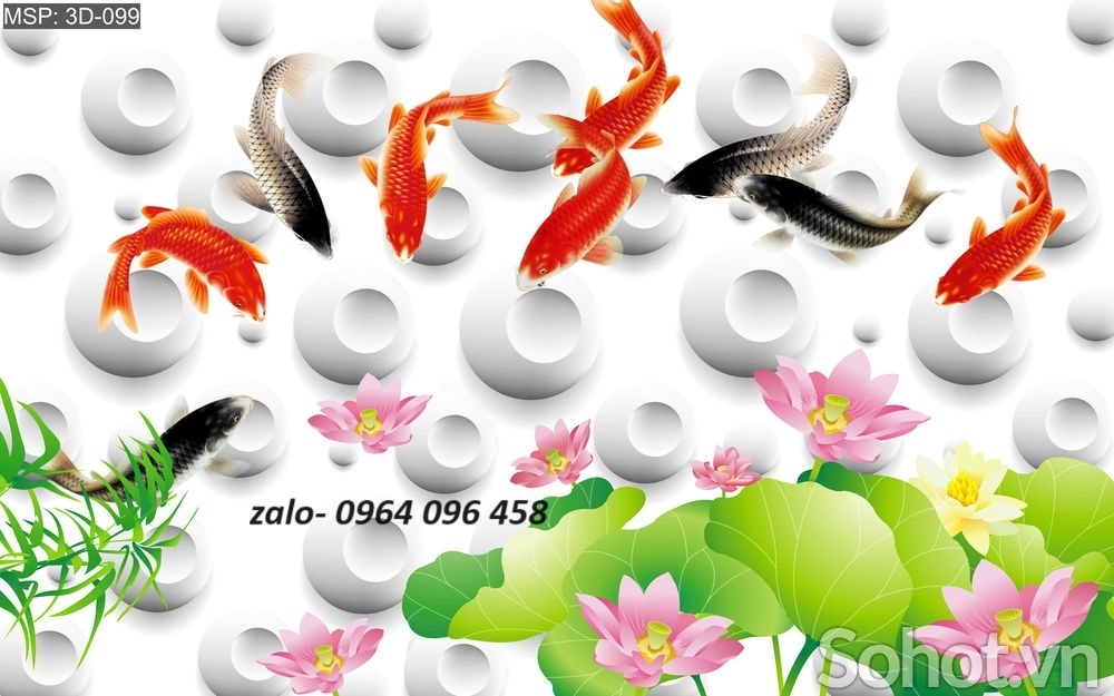 Tranh gạch 3d 9 con cá chép - 700M
