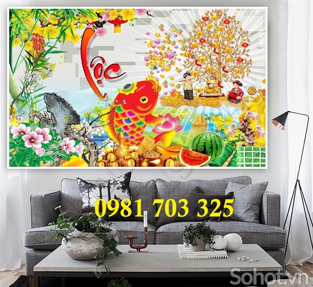 Tranh gạch , tranh cây kim tiền