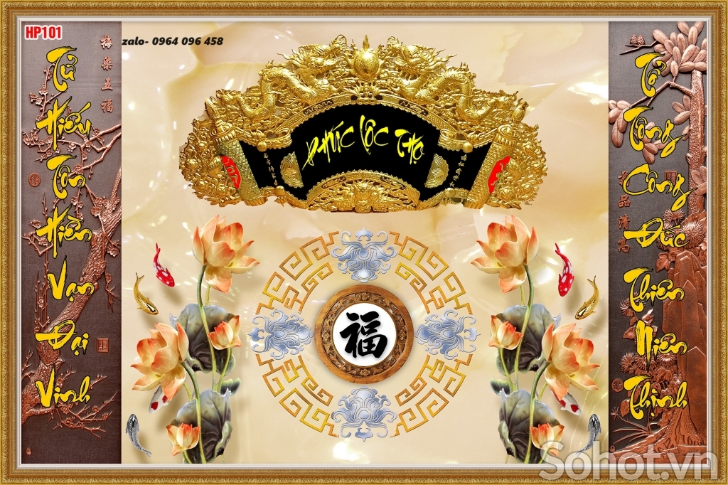 Tranh gạch 3d ốp tường phòng thờ - KNM99