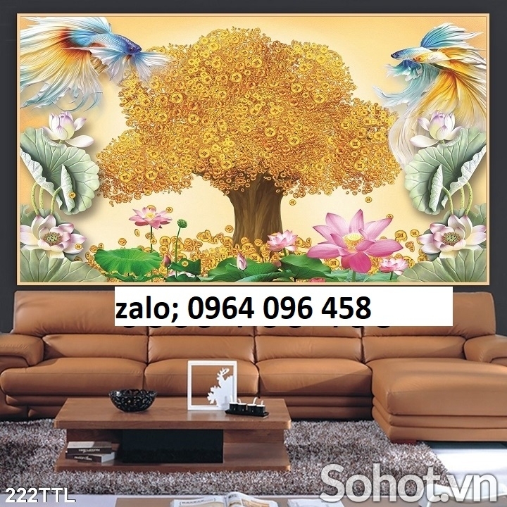 Tranh gạch 3d ốp tường cây kim tiền - 900CV