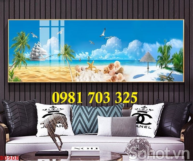Gạch tranh 3d cảnh biển trang trí