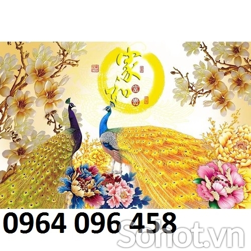 mẫu tranh 3d chim công phòng khách - XN55
