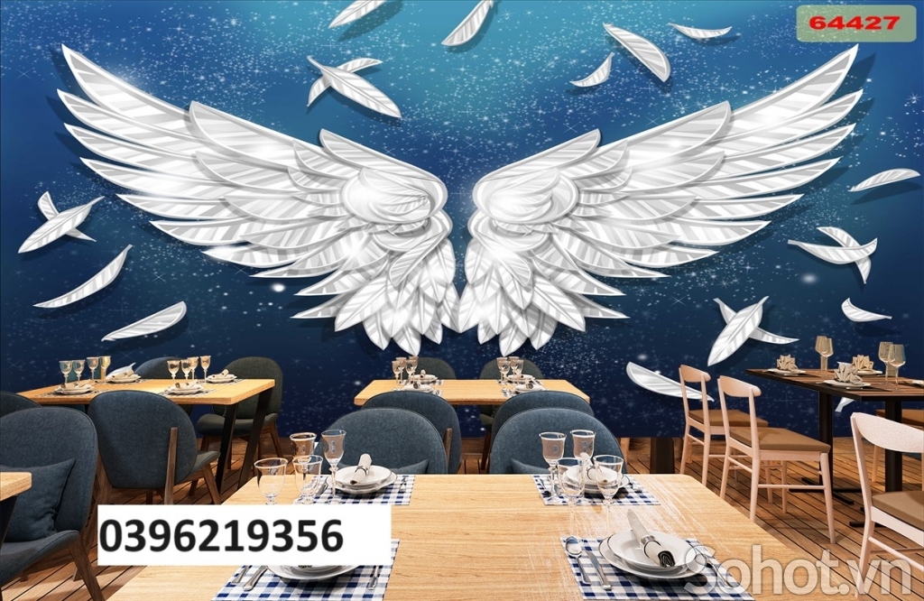 Tranh cánh thiên thần đẹp trang trí 3d