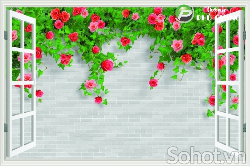 gạch ốp tường hoa hồng 3d