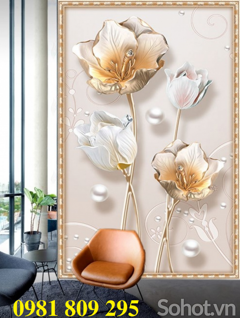 Gạch tranh 3d bình hoa ,  tranh cao cấp