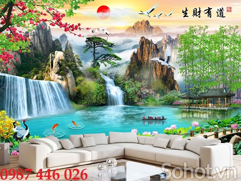 Gạch 3d tranh gạch men thác nước HP9833