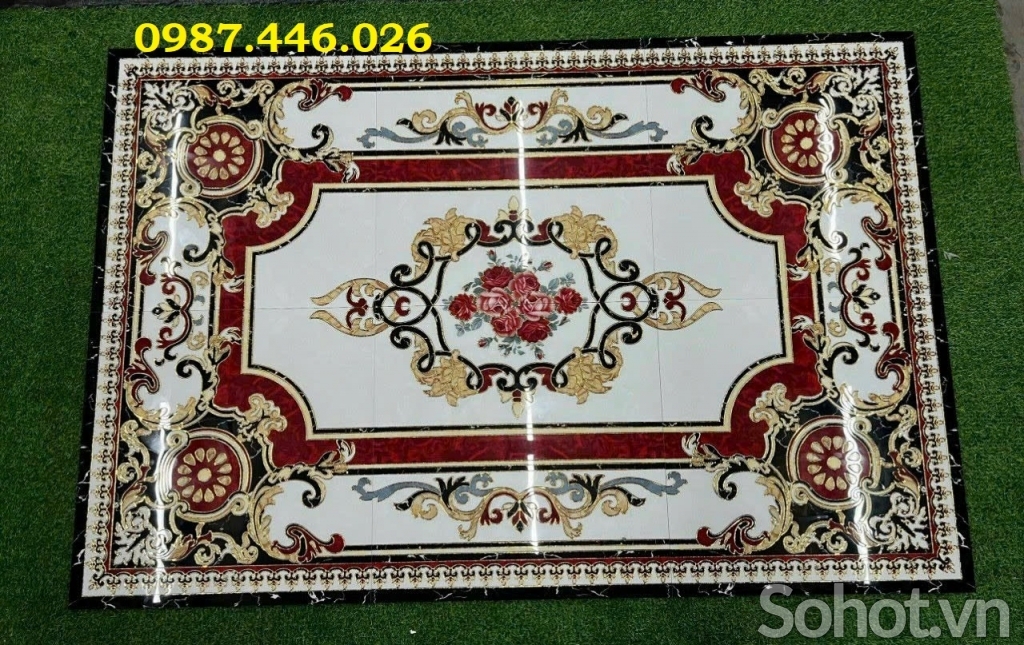 Thảm gạch khắc vàng cổ điển