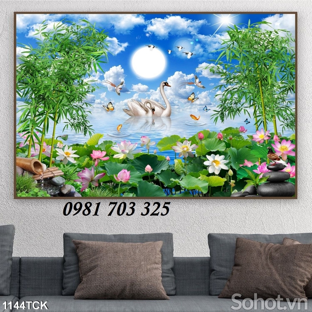 tranh hoa sen, tranh gạch 3D