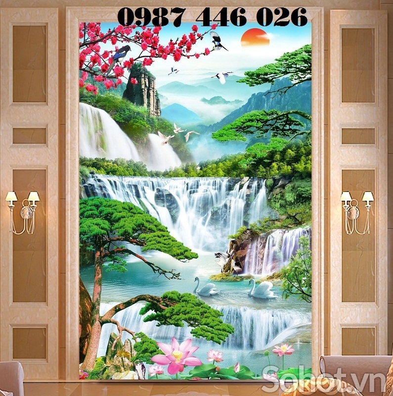 Gạch ốp tường tranh gạch 3d phòng khách