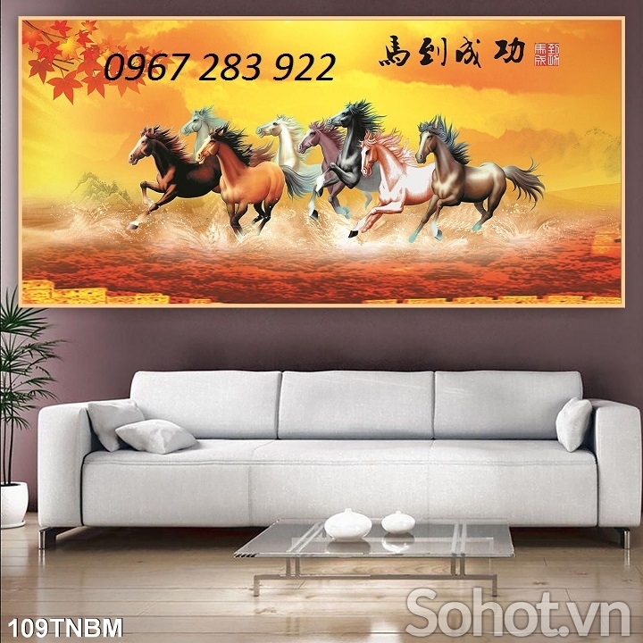 Tranh phong thủy gạch men mã đáo thành công