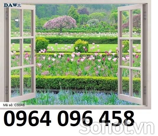 tranh gạch 3d cửa số dán tường - 54CM