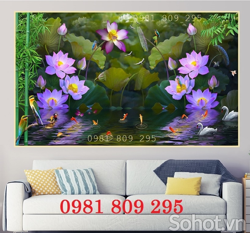 Gạch tranh trang trí tường hoa sen HG3424